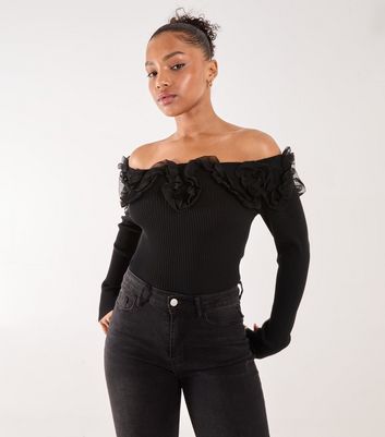 Black bardot top with sleeves online