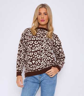 Gini London Brown Leopard Print Jumper