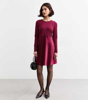 Burgundy Satin Skirt Mini Dress