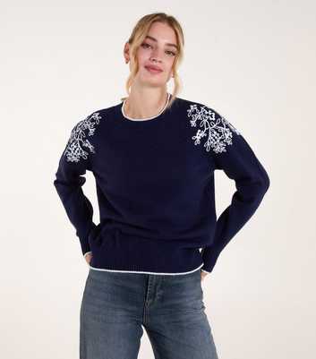 Blue Vanilla Blue Embroidered Shoulder Jumper