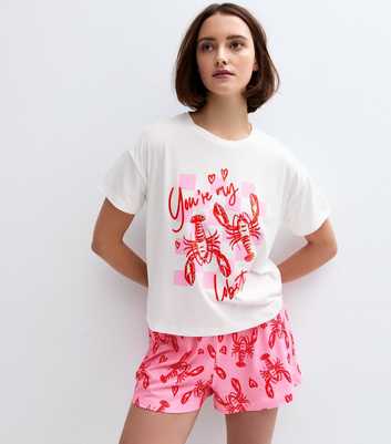 White 'You're My Lobster' Print Shorts Pyjamas