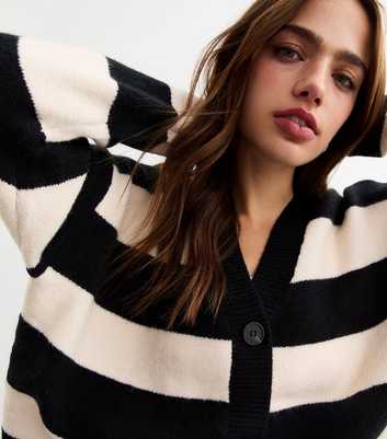 Gini London Black Stripe Oversized Cardigan 