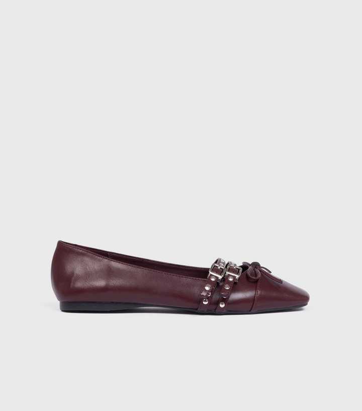 London Rebel Red Faux Leather Buckled Flat Sandals