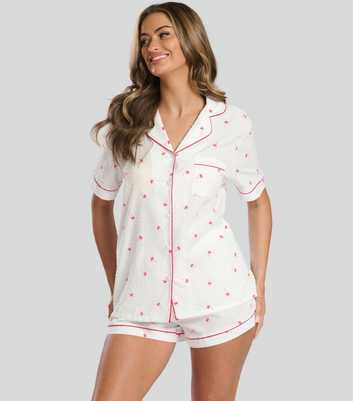 Loungeable White Palm Tree Print Shirt and Shorts Set