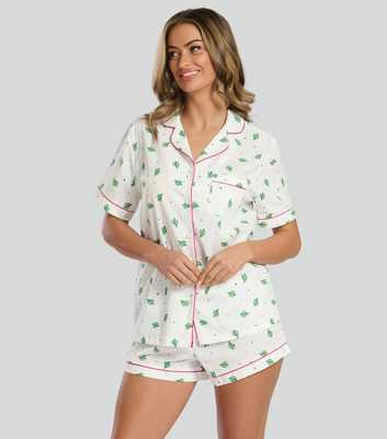 Loungeable White Cactus Print Shirt and Shorts Set