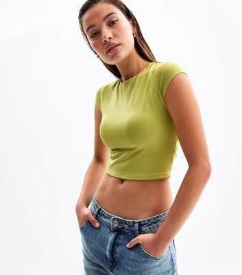 Green Twist Back Cropped Top