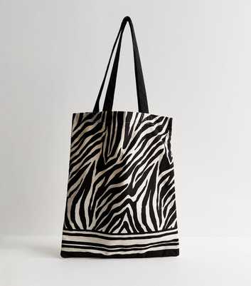 Black Zebra Print Canvas Tote Bag