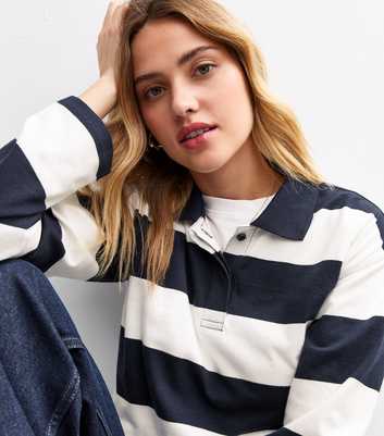 Navy Rugby Stripe Long Sleeve Top