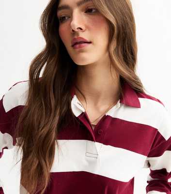 Burgundy Rugby Striped Long Sleeve Top