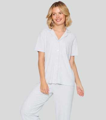 Loungeable Light Grey Shirt and Trousers Pyjama Set