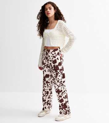 Girls Brown Cow Print Jeans