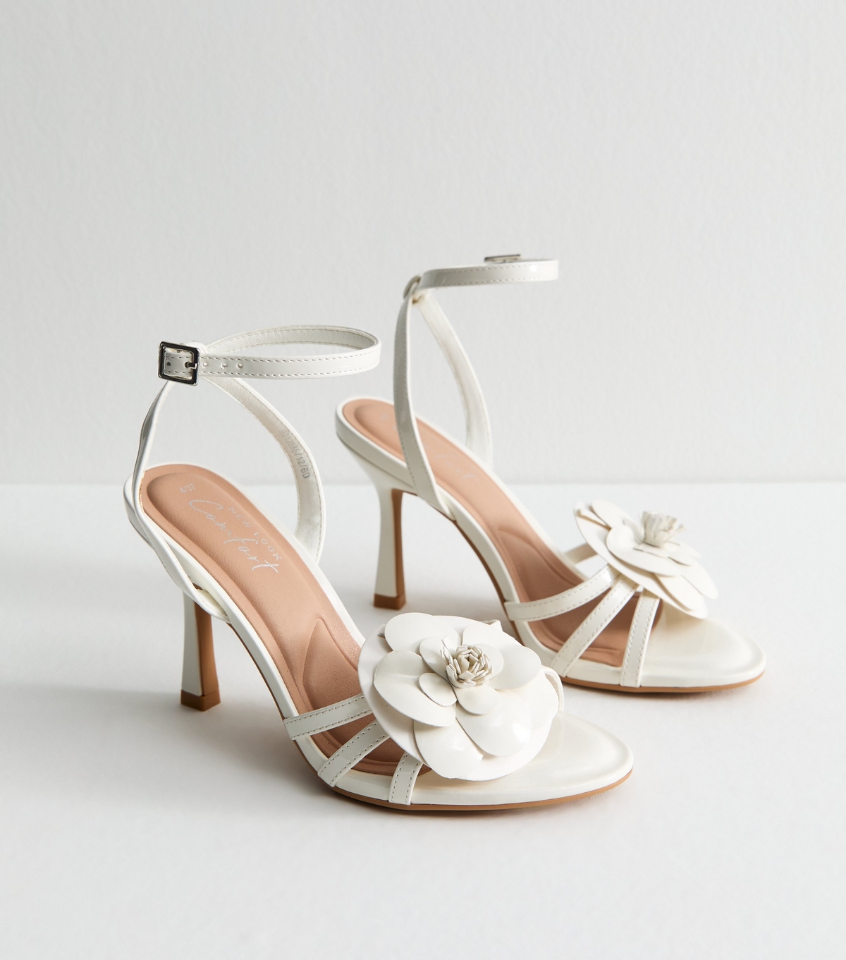 Women's Off White Faux Leather Flower Detail Sandals New Look