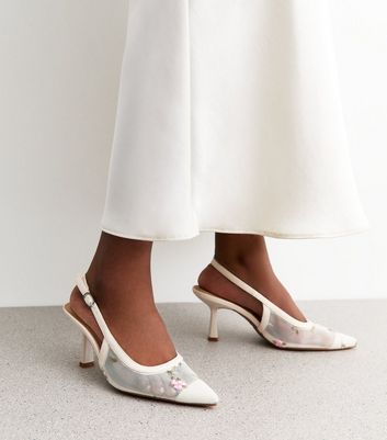 Slingback Shoes New Look Shoes Mid Heel Off White Floral