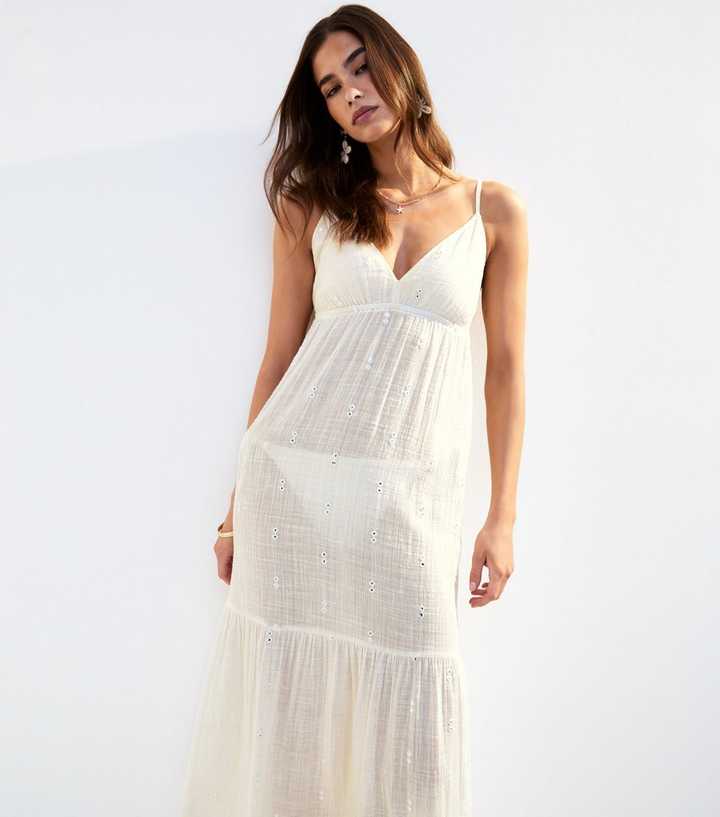 Cream Mirror Detail Beach Maxi Dress
