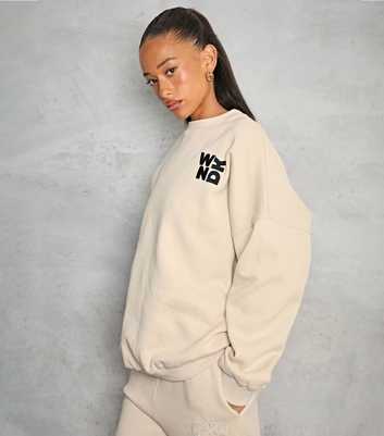 WKNDGIRL Stone Oversized WKND Logo Sweatshirt 