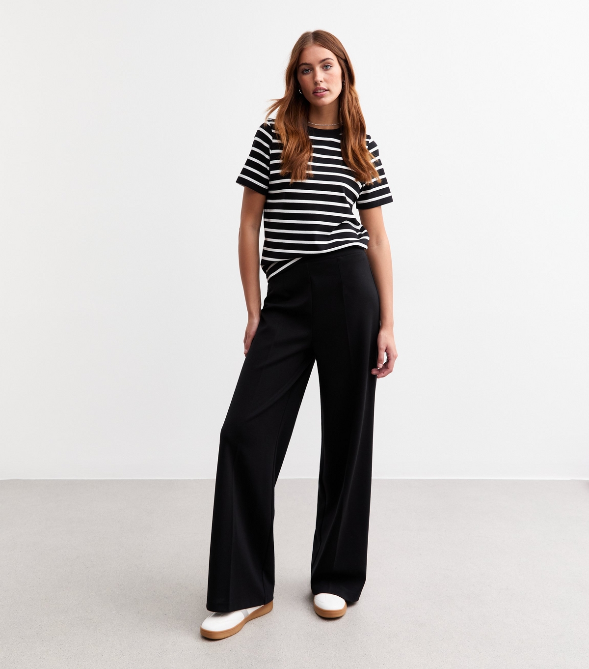 Women's Tall Black Jersey Wide Leg Trousers New Look