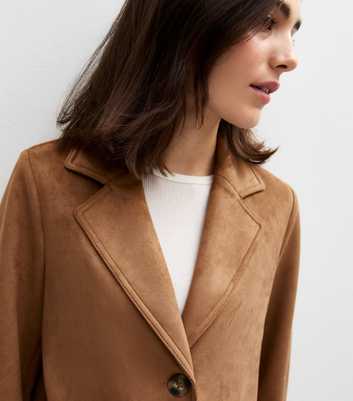 Tan Faux Suede Button Up Jacket