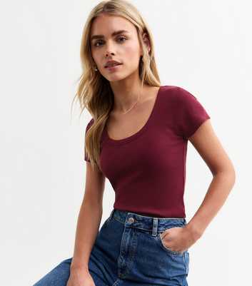 Petite Burgundy Scoop Neck T-Shirt