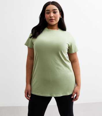 Curves Khaki Short Sleeve T-Shirt