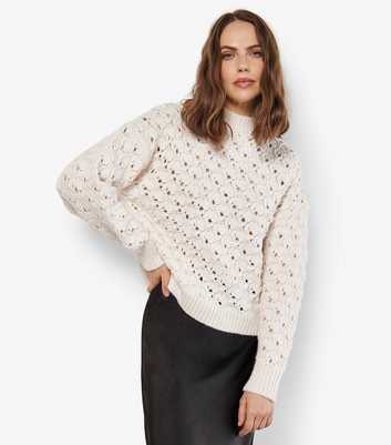 Apricot Cream Pointelle Teardrop Chunky Knit Jumper