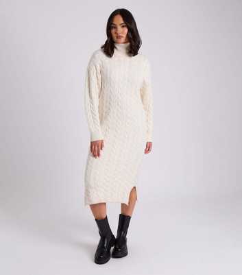 Urban Bliss Cream Cable Knit Midi Dress