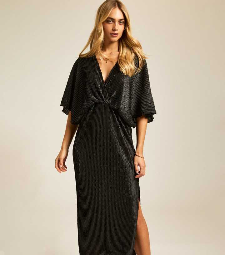 knee length dresses for ladies Riya Black Floral Print Batwing Midi Dress- Koko Rose Boutique main image 0