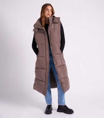 Urban Bliss Brown Longline Puffer Gilet