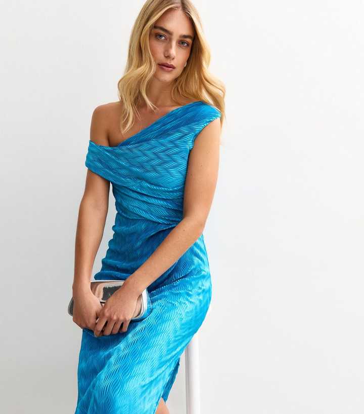 can former marines wear dress blues Blue Satin One Shoulder Bow Gown main image 0