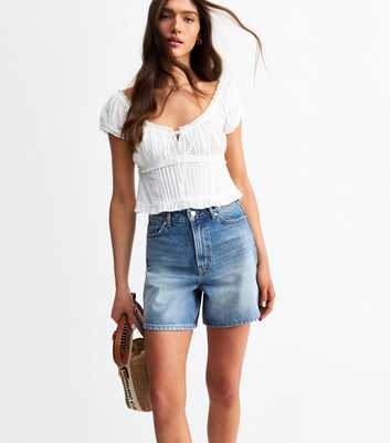 Blue A-Line Denim Shorts