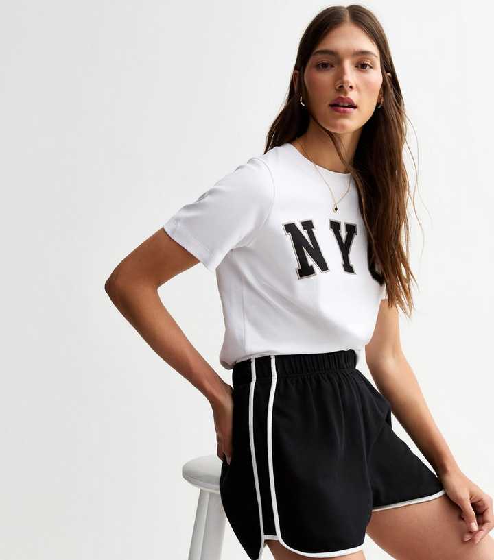 Black Contrast Trim Runner Shorts