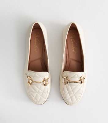 Extra Wide Fit Cream Quilted Loafers