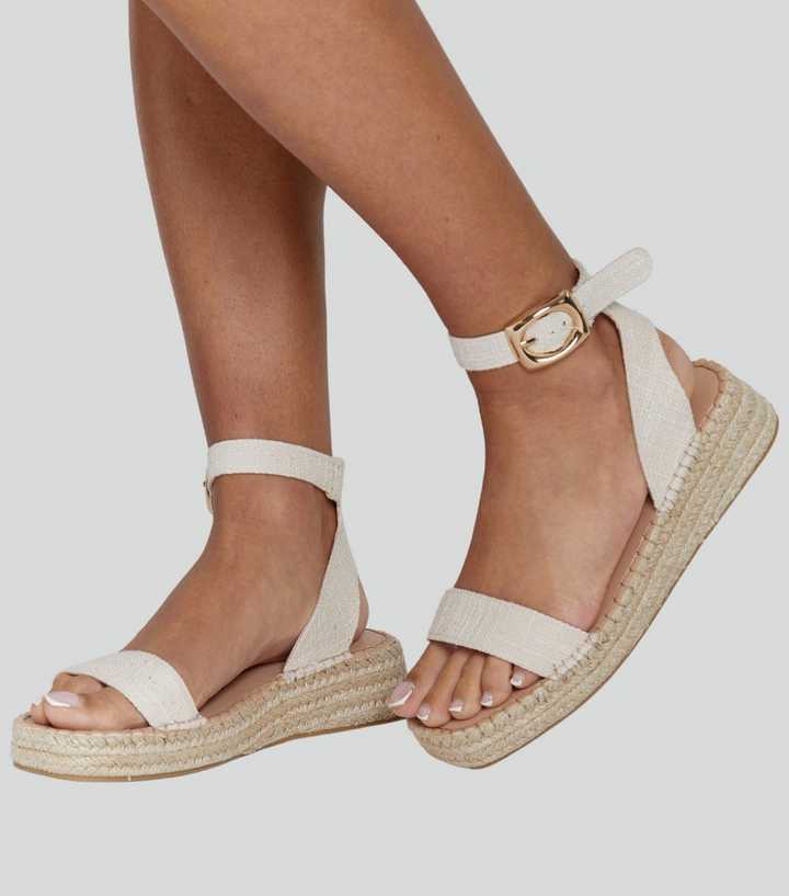 South Beach Cream Cross Over Two Part Espadrille Sandals