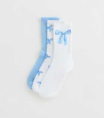 Blue Pack of 3 Bow Detail Tube Socks