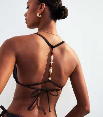 Black Beaded Bikini Top