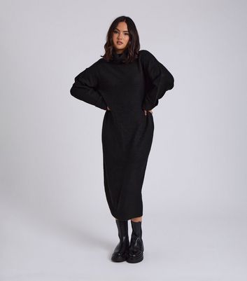 Urban Bliss Black Roll Neck Midi Dress New Look