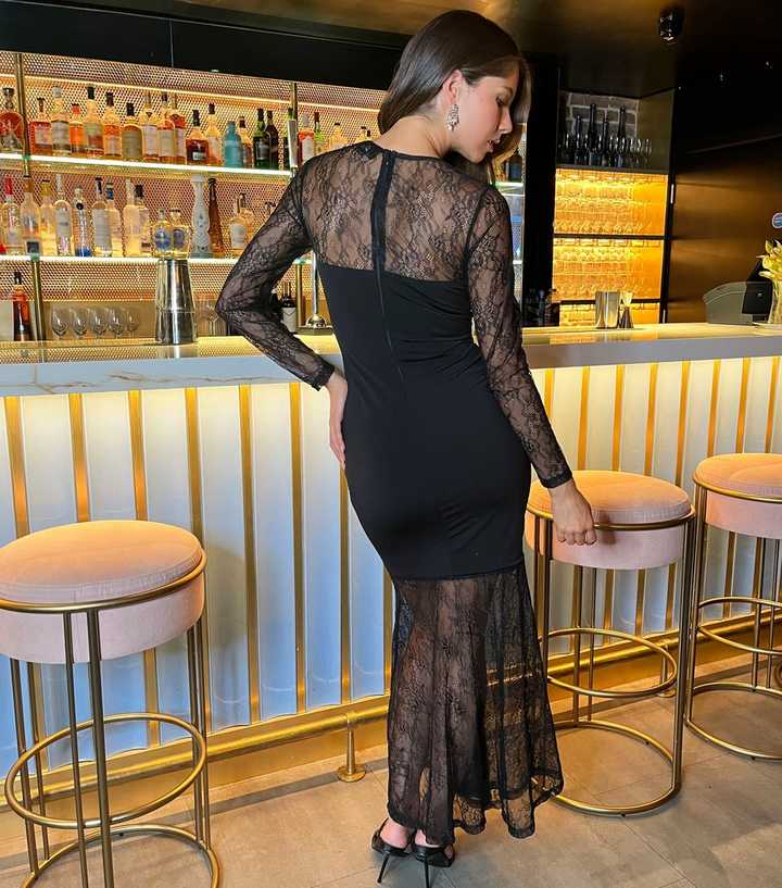ax paris lace skater dress Black Lace Ax Paris Lace Skater Dress Ax Paris Long Sleeve Lace Skater  Skirt AX PARIS