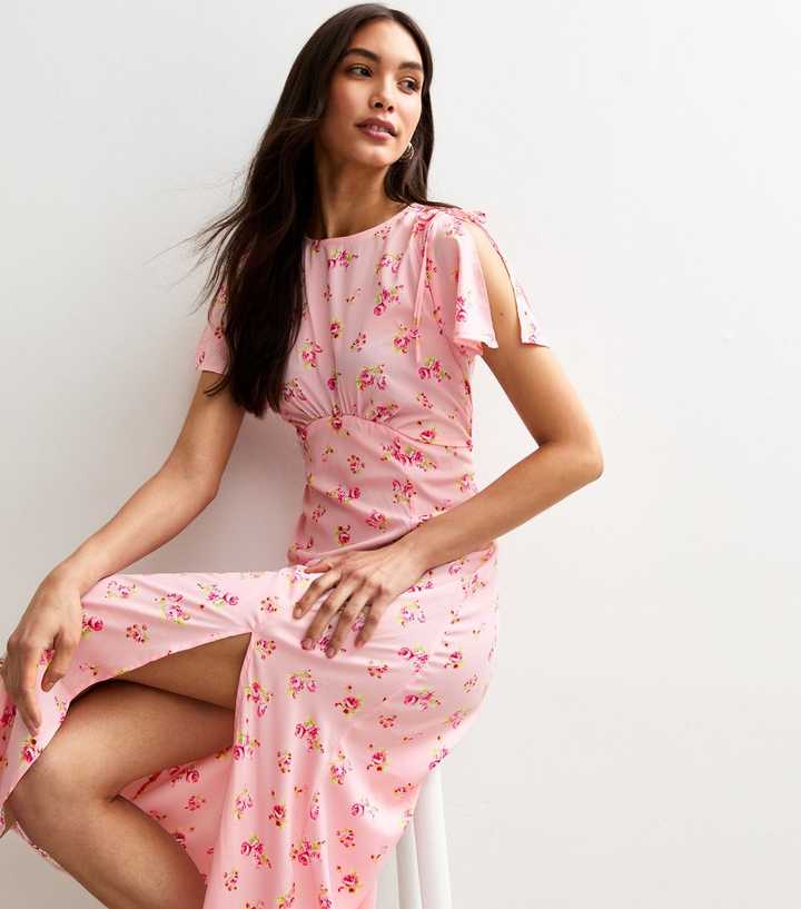 strapless open back dress Self-Portrait - Pink Lace Embellished Midi Dress
