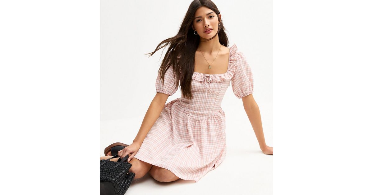 knee length dresses for ladies Pink Floral Mini Dress S
