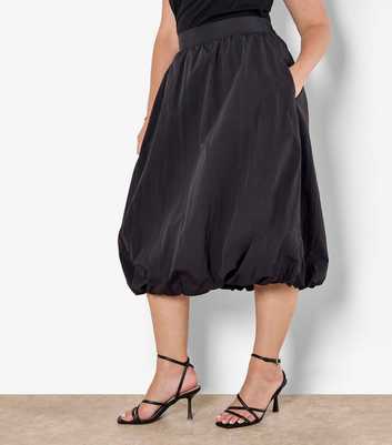 Apricot Curves Black Puff Balloon Midi Skirt 