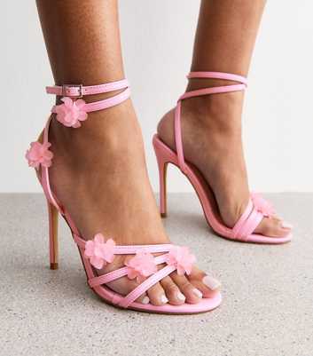 Public Desire Pink Enid Floral Charm Strappy Sandals