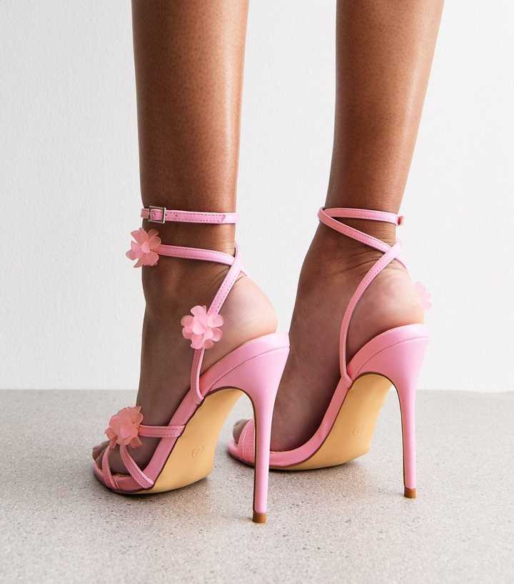 Pink Public Desire Strappy Sandals Pink Patent Strappy Lace Up