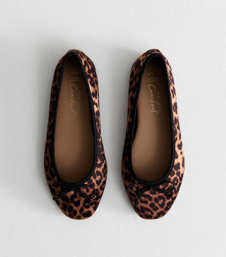 Extra Wide Fit Brown Leopard Print Ballet Flats