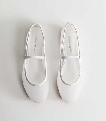Public Desire White Twiggie Ballet Pumps