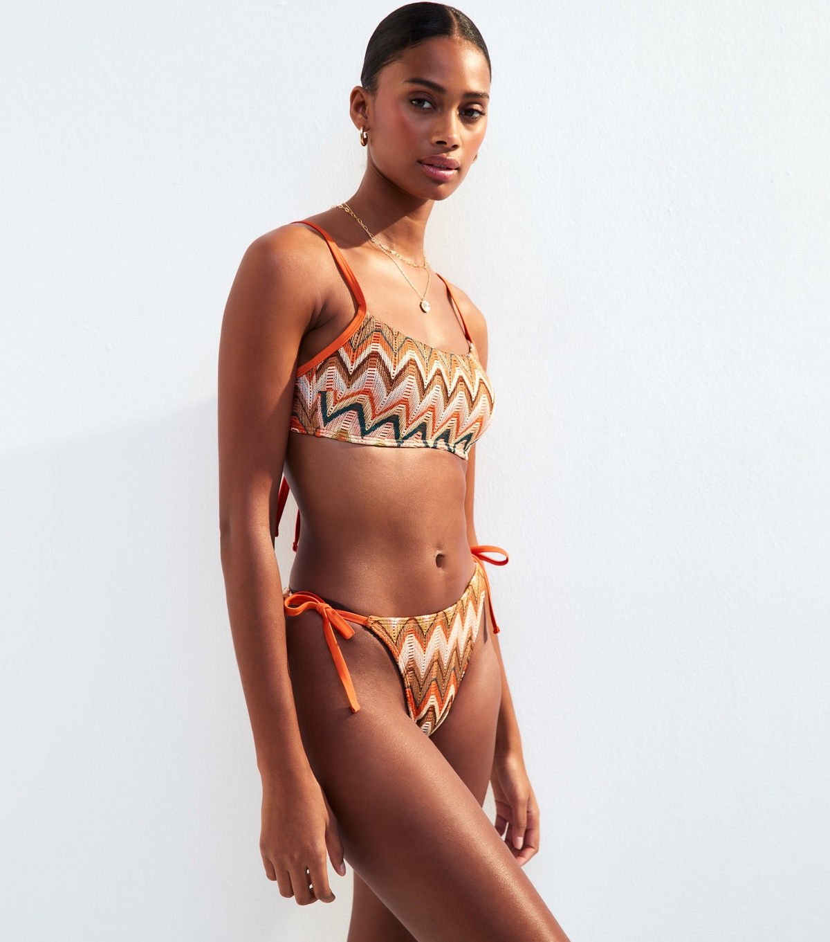 Women's Brown Textured Bikini Top New Look