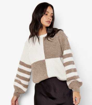 Apricot Off White Check Waffle Knit Jumper