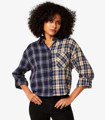 Apricot Navy Two Tone Plaid Check Shirt 