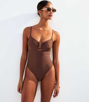Dark Brown U-Wire Swimsuit