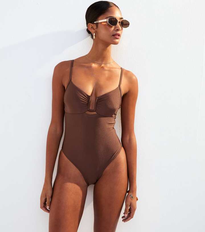 Dark Brown U-Wire Swimsuit