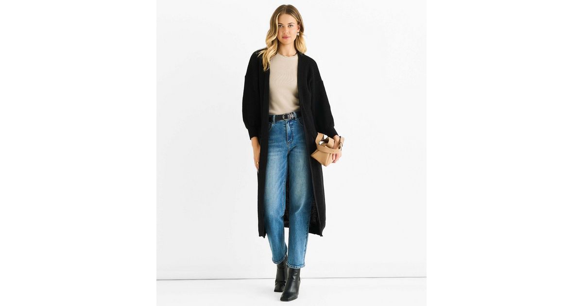 Gini London Black Longline Cardigan New Look