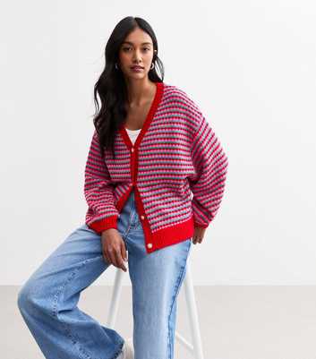 Sunshine Soul Red Knitted Stripe Cardigan